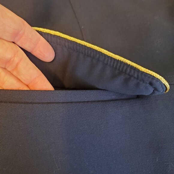 Chico's Military Jacket Size 3P US 16 Petite Navy Blue Gold Piping Hook & Eye‎ - Picture 9 of 12